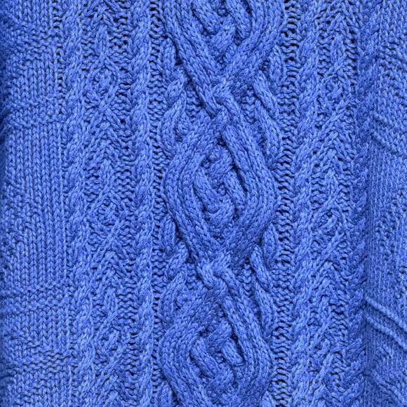 Vintage 90s Paul Et Duffier Heavy Cotton Cable Knit Sweater Purple Size Large - Picture 6 of 8